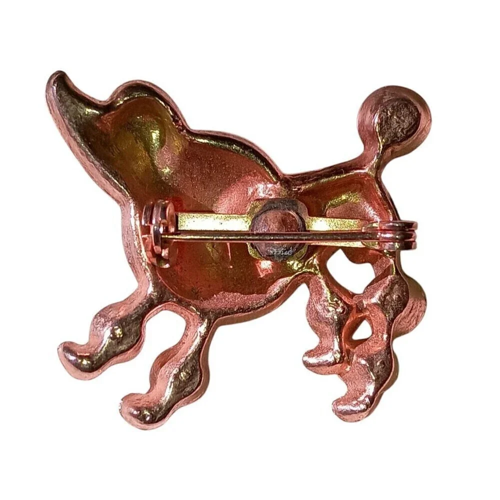 Dog Poodle Vintage Goldtone Brooch Pin 1950s Unsigned Jewelry Pets